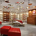 Belle Shoe Store Interior With Shelves Shoes Red Sofas Wooden Counter And Spotlights