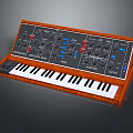 Moog Synthesizer With Wooden Case Front Panel Knobs Buttons And Keyboard