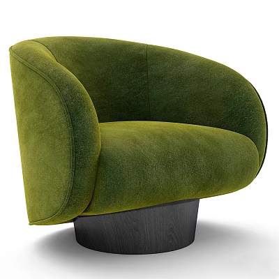 Green Velvet Accent Chair With Modern Design And Black Wooden Base 3d model