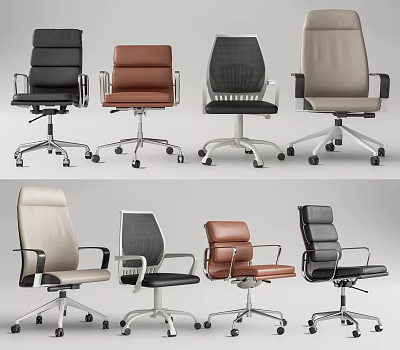 Modern Office Chairs in Various Styles Colors with Adjustable Casters and Armrests 3d model