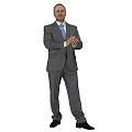 Man In Gray Suit And Light Blue Tie Clapping