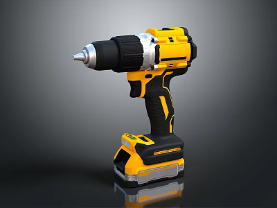 Modern Cordless Drill With Yellow And Black Design And Ergonomic Handle For Power Tools 3d model
