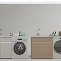 White and Wooden Bathroom Vanity Cabinet with Washing Machine Sink Storage Cabinets and Toiletries