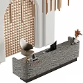 Office Reception Desk Front Desk Background 3d model