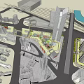 Modern High Rise Office Building In Urban Area With River And Transportation Links