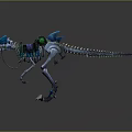 Skeleton Dinosaur Mount with Blue Spikes Mechanical Armor and Green Details