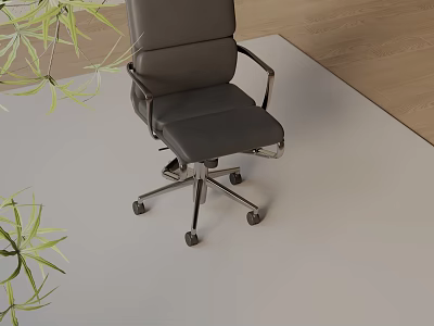 Elegant Modern Black Leather Office Chair With Metal Frame And Rolling Casters 3d model
