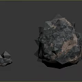 3D Rendered Wood and Stone Samples with Irregular Dark Surfaces Sharp Facets and Brown Bases