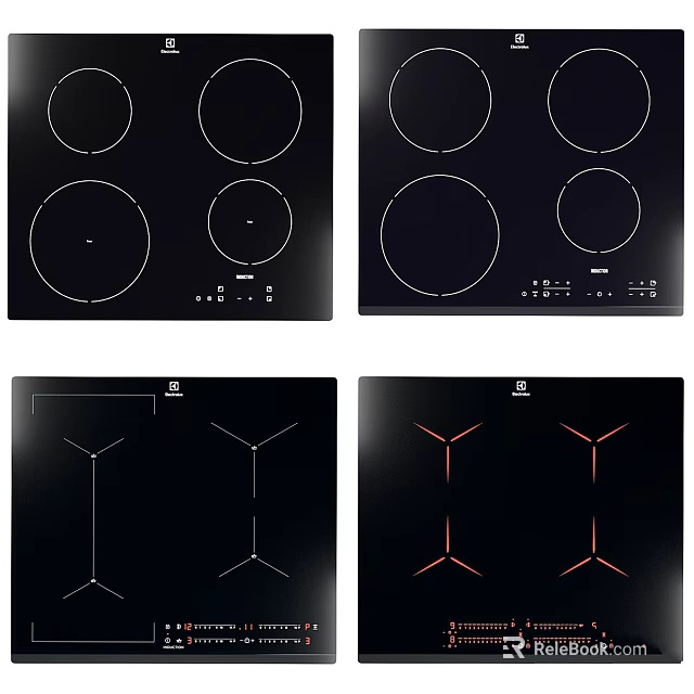 LG Black Kitchen Hob Panels With Circular And Star Heating Elements Design 3d model
