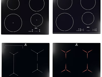 LG Black Kitchen Hob Panels With Circular And Star Heating Elements Design 3d model