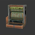 Vintage Retro Slot Machine With Orange Metallic Design And Rotating Reels