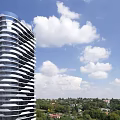 Modern Twin High Rise Office Building With Glass Facade And Sleek Design