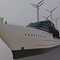 Modern Cruise Ship With Multiple Decks Green Plants And White Hull Design