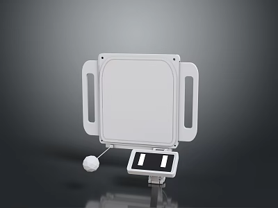 White Square Device With Mounting Bracket And Small Ball Component For Installation 3d model