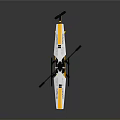 Yellow and white remote control helicopter with black and white rotors and sleek body