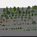 Diverse Arbor Trees 3D Models Collection Showcasing Various Shapes And Colors 3d model