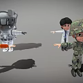 Game And Movie Cartoon Characters In Various Professional Costumes Standing With Arms Outstretched
