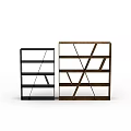 Modern Geometric Bookshelf Design With Black And Brown Wooden Shelving Units