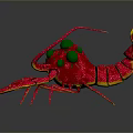 Red Lobster with Green Dots on Back as Colorful Aquatic Animal Artwork
