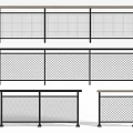 Modern Metal Fences with Grid Pattern Multiple Designs and Top Styles 3d model