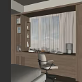 Cozy Bay Window With Writing Desk Chair Table Lamp And Bookshelf In Modern Bedroom