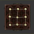 Laboratory Vial Storage Equipment With Red Wooden Box Glass Containers Red Lids And Golden Balls