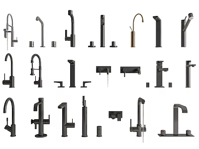 Various Modern Faucet Designs Featuring Different Styles And Finishes 3d model