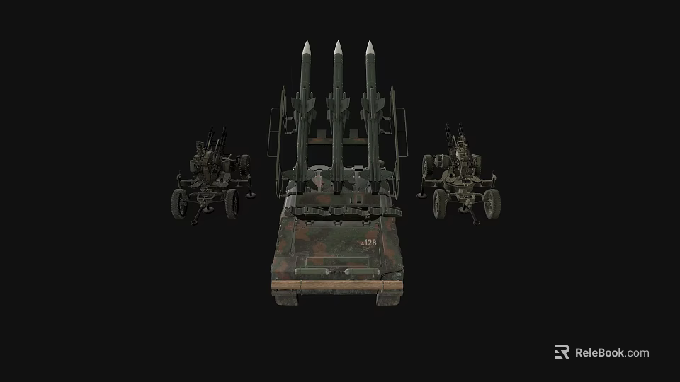 Military Tank Equipped With Missile Launcher And Side Weapon Systems 3d model 