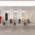 Modern Beauty Hair Salon Interior with White Styling Chairs Large Mirrors and Sleek Lighting