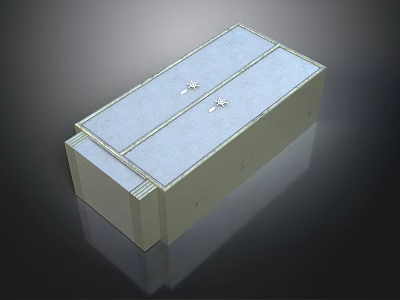 White Rectangular Furniture With Cross Metal Accents And Smooth Surface 3d model
