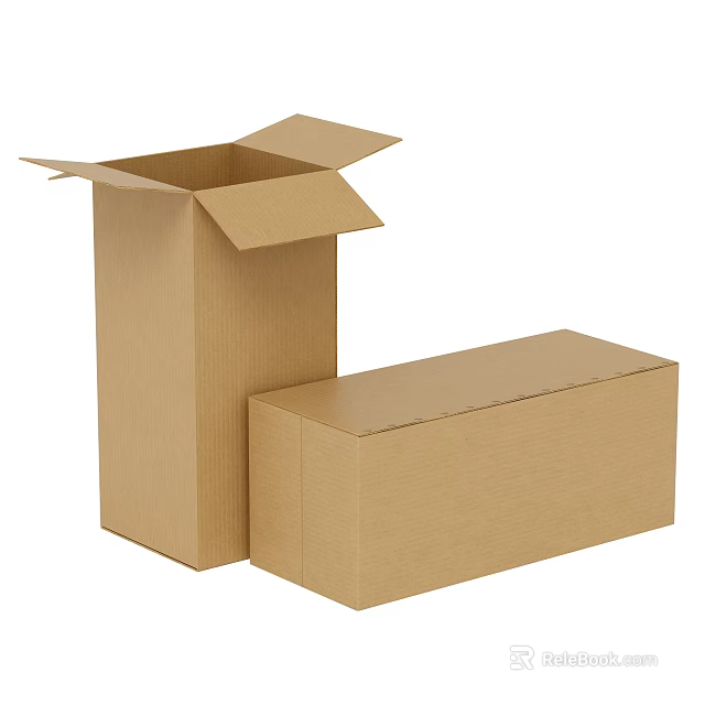 Open And Closed Brown Corrugated Cardboard Boxes For Storage And Packaging 3d model 