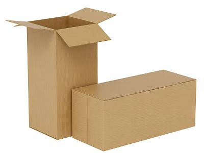 Open And Closed Brown Corrugated Cardboard Boxes For Storage And Packaging 3d model