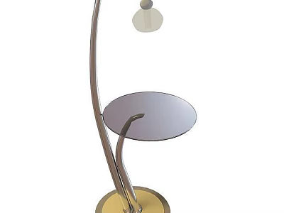 Modern Floor Lamp With Metal Stand Round Base And Small Table Top 3d model