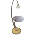 Modern Floor Lamp With Metal Stand Round Base And Small Table Top
