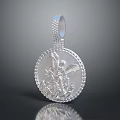 Elegant Silver Fashion Pendant With Diamond Encrusted Edge And Angel Sword Design