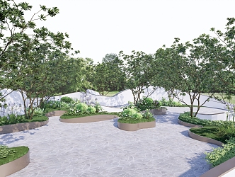 Modern Garden Arc Garden Flower Border Tree Pond Forest Rest 3d model