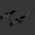 Tactical Military Weapons With Machine Gun Rifle Ammunition Belt And Green Ammo Box