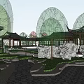 Traditional Chinese Residential Landscape With Pavilion Pool Green Trees And Stone Pathways