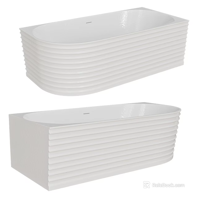 Modern White Ribbed Bathtub Design With Textured Exterior And Sleek Shape 3d model 