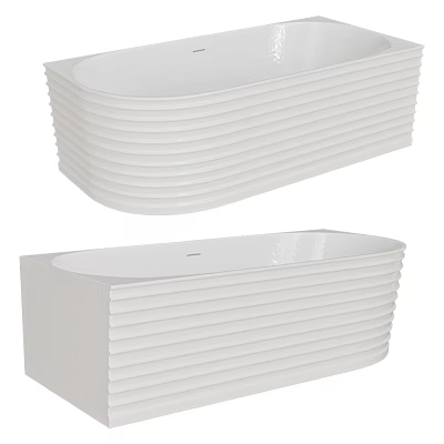 Modern White Ribbed Bathtub Design With Textured Exterior And Sleek Shape 3d model