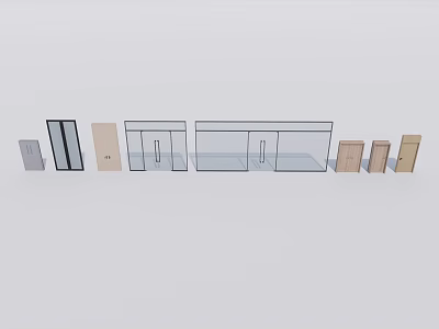 Glass double door double door wooden door 3d model