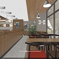 Happy House Restaurant Interior With Wooden Decor Pendant Lights Plants Tables And Chairs