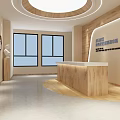 Elevator Hallway With White Statues On Wooden Pedestals Black White Paintings And Light Blue Bench