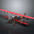 Vintage Red Biplane Model With Detailed Wings Fuselage And Propeller