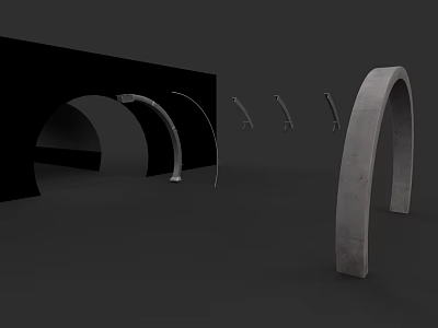 Modern Garden Landscape Featuring Curved Stone Arch Structures And Design Elements 3d model