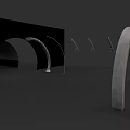 Modern Garden Landscape Featuring Curved Stone Arch Structures And Design Elements