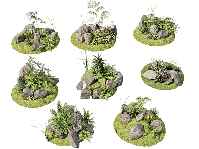 Modern new Chinese style courtyard sketch new Chinese style courtyard stone garden plant landscaping stone gravel rock courtyard stone landscaping stone plant landscaping 3d model