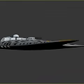 Triangle Wing Airplane With Blue Gray Body Black Spots And Yellow Wing Tips Design