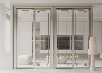 New Chinese style sliding door glass sliding door 3d model