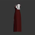 Traditional Bavarian Dirndl Dress With Red Skirt White Sleeves And Front Lacing Design